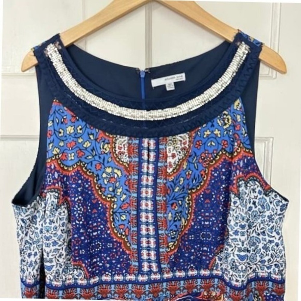 Bohemian Maxi Dress Sleeveless Floral Multicolor Blue Grecian 18W Studio One‎ - Picture 4 of 7